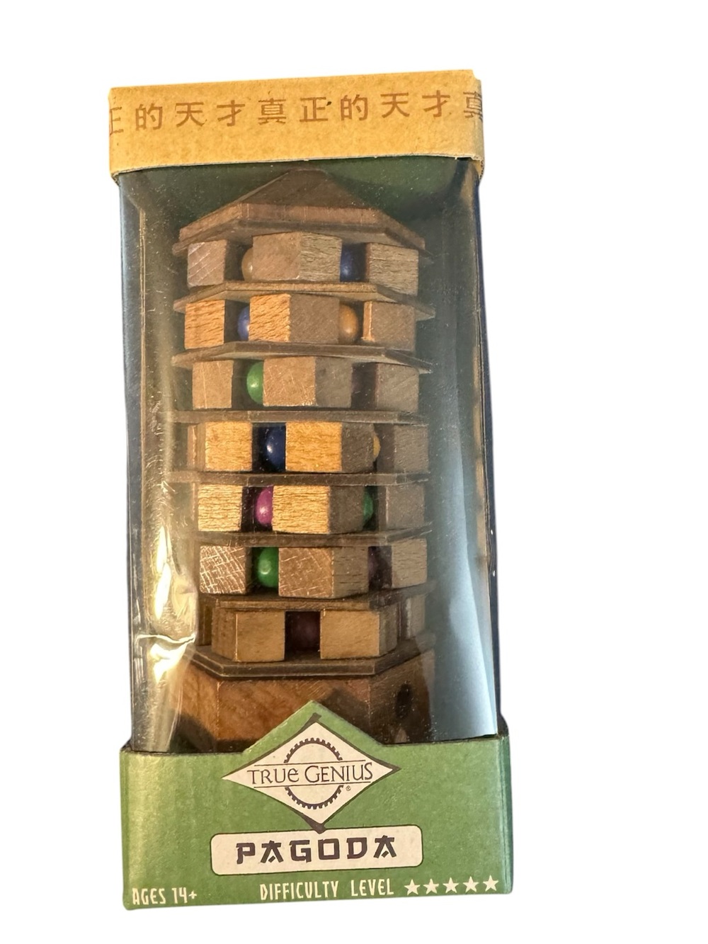 True Genius Brainteaser Wooden Chinese Pagoda Puzzle  Age 14+, NIB, Strategy